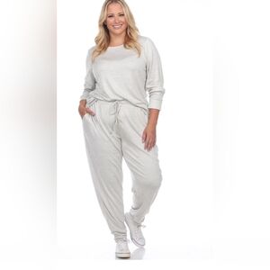 NWT 3X WHITE MARK 2 PC Lounge Set ~ Heather Gray